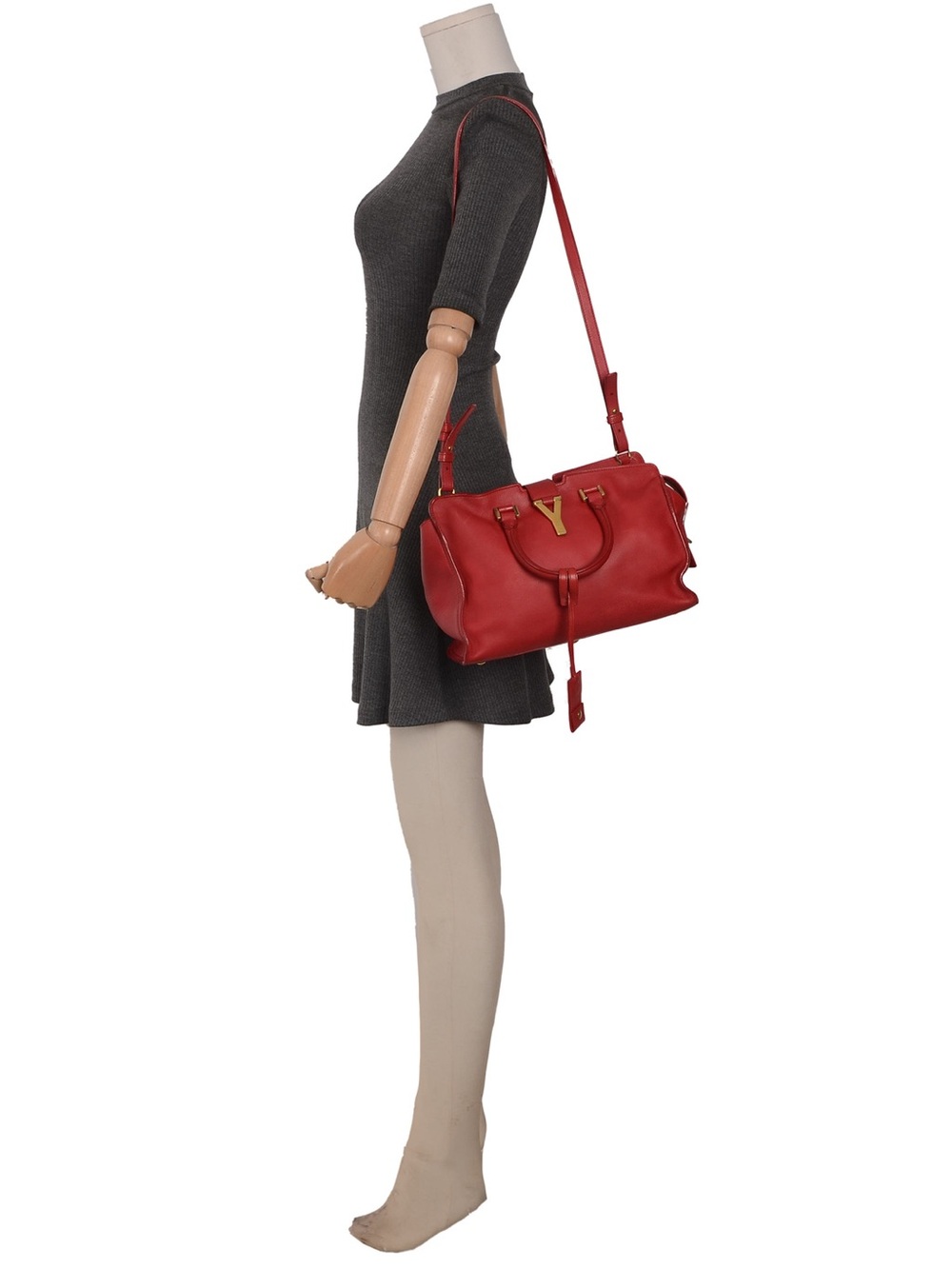 ♥️Saint Laurent Paris Cabas Red Leather 'Y' Top-Handle Satchel♥️ - Picture 7 of 16